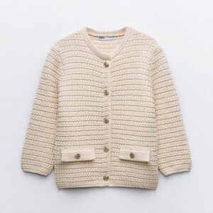 Zara Knit Cardigan Elbow - Length Sleeve Size XL